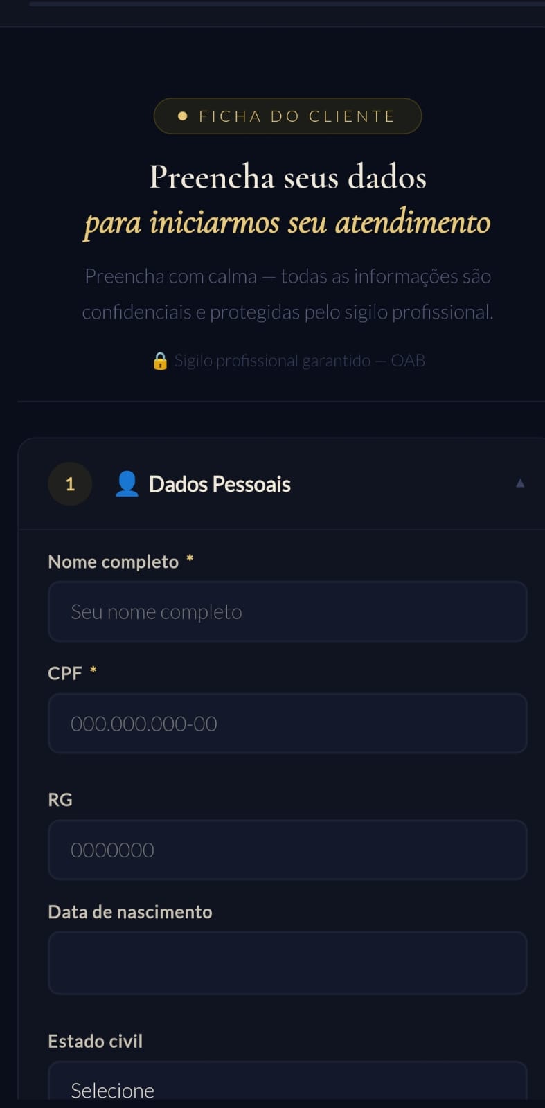 Campos do formulário