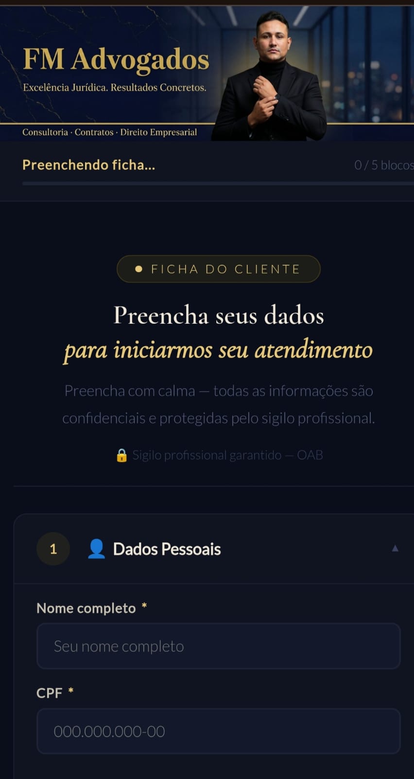 Topo do formulário personalizado